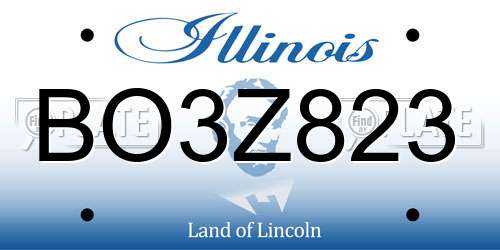 BO3Z823 Illinois License Plate