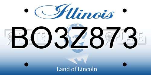 BO3Z873 Illinois License Plate