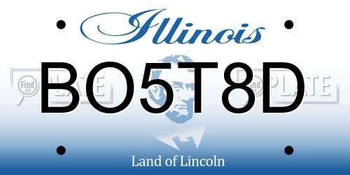 BO5T8D Illinois License Plate