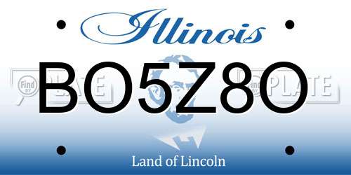 BO5Z8O Illinois License Plate