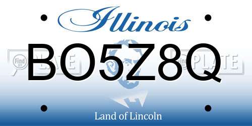 BO5Z8Q Illinois License Plate