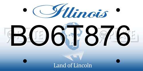 BO6T876 Illinois License Plate