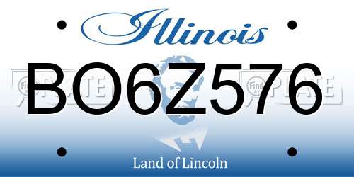 BO6Z576 Illinois License Plate