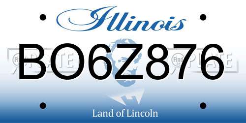 BO6Z876 Illinois License Plate