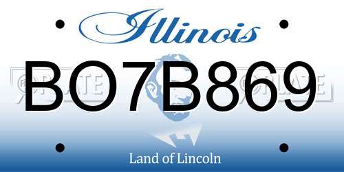 BO7B869 Illinois License Plate