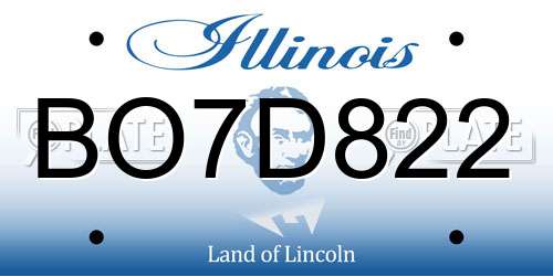 BO7D822 Illinois License Plate