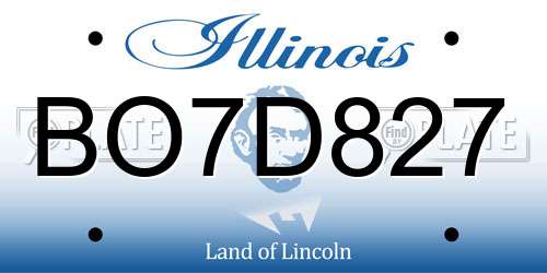 BO7D827 Illinois License Plate