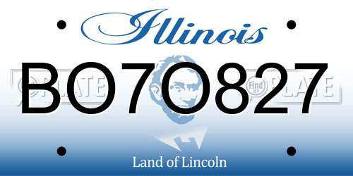 BO7O827 Illinois License Plate
