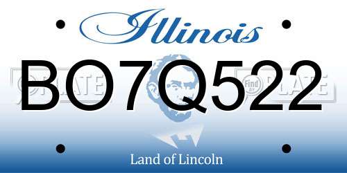 BO7Q522 Illinois License Plate