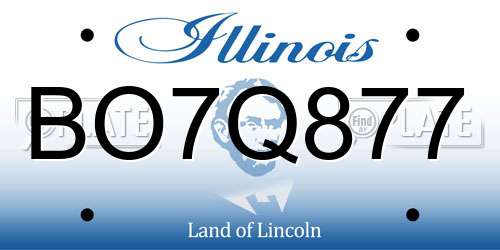 BO7Q877 Illinois License Plate