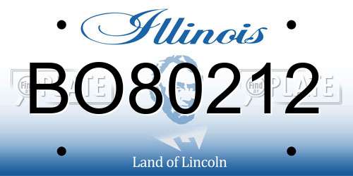 BO80212 Illinois License Plate