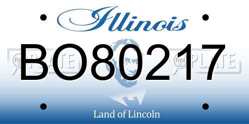 BO80217 Illinois License Plate