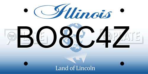 BO8C4Z Illinois License Plate
