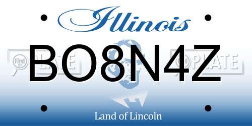 BO8N4Z Illinois License Plate