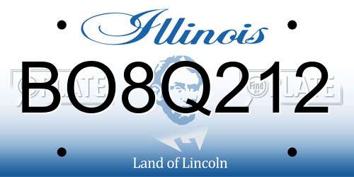 BO8Q212 Illinois License Plate