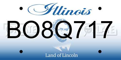 BO8Q717 Illinois License Plate