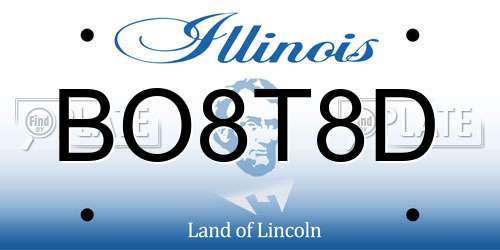 BO8T8D Illinois License Plate
