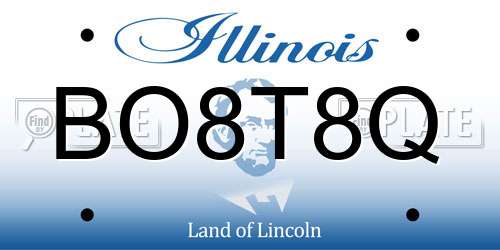 BO8T8Q Illinois License Plate