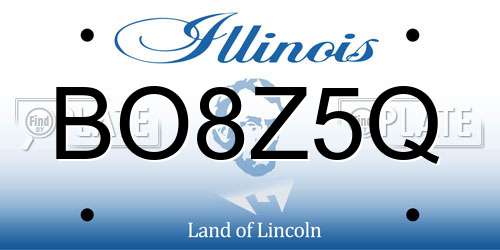BO8Z5Q Illinois License Plate