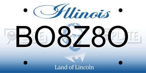 BO8Z8O Illinois License Plate