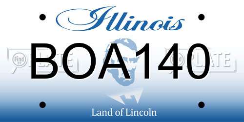 BOA140 Illinois License Plate