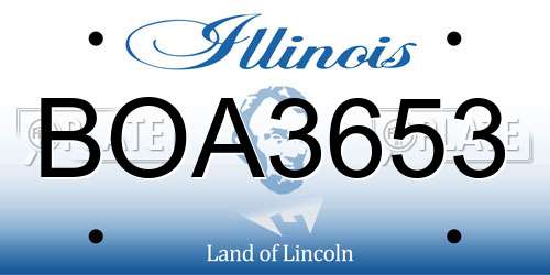 BOA3653 Illinois License Plate
