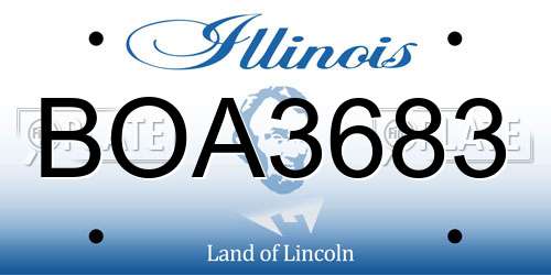 BOA3683 Illinois License Plate