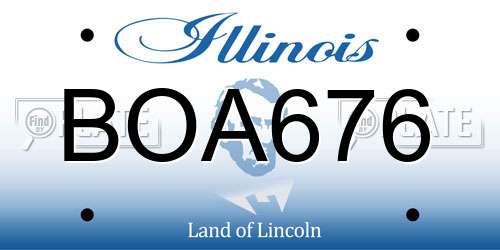 BOA676 Illinois License Plate