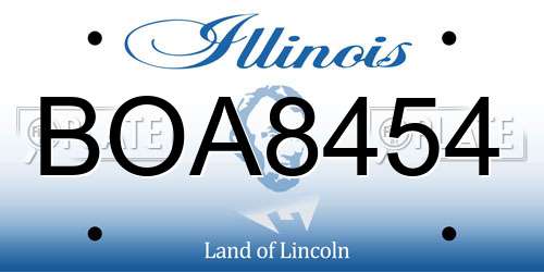 BOA8454 Illinois License Plate