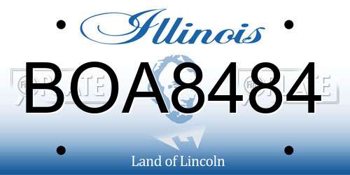 BOA8484 Illinois License Plate