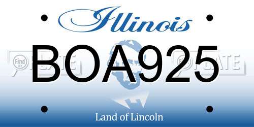 BOA925 Illinois License Plate