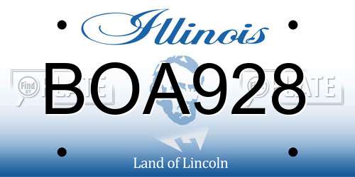 BOA928 Illinois License Plate