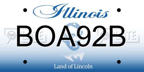 BOA92B Illinois License Plate