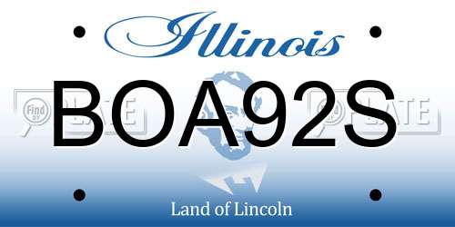 BOA92S Illinois License Plate