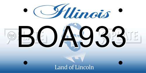 BOA933 Illinois License Plate