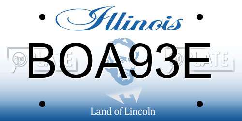 BOA93E Illinois License Plate
