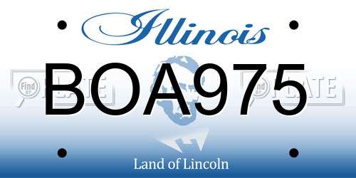 BOA975 Illinois License Plate