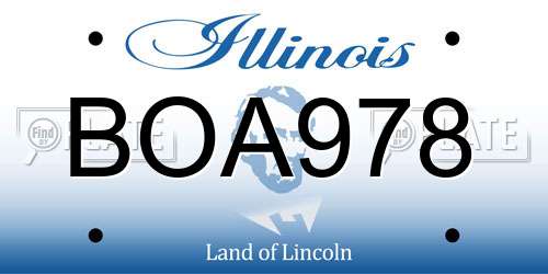 BOA978 Illinois License Plate