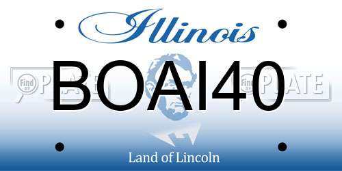 BOAI40 Illinois License Plate