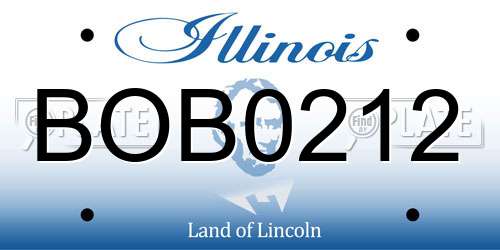 BOB0212 Illinois License Plate