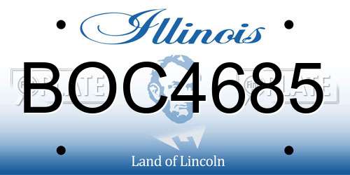 BOC4685 Illinois License Plate