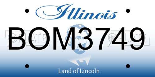 BOM3749 Illinois License Plate