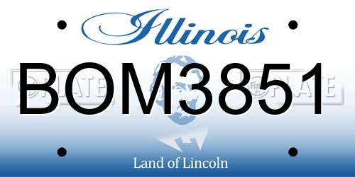 BOM3851 Illinois License Plate