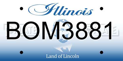 BOM3881 Illinois License Plate