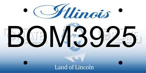 BOM3925 Illinois License Plate