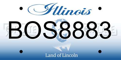 BOS8883 Illinois License Plate