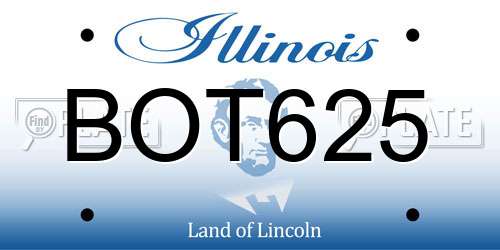 BOT625 Illinois License Plate