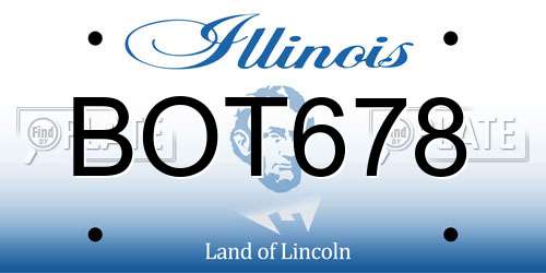 BOT678 Illinois License Plate