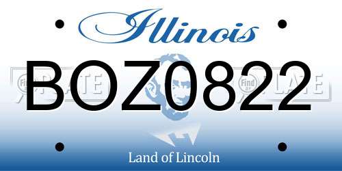 BOZ0822 Illinois License Plate