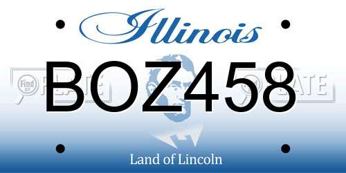 BOZ458 Illinois License Plate